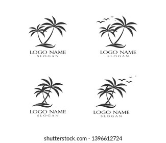 Palm tree summer logo template vector illustration - Vector