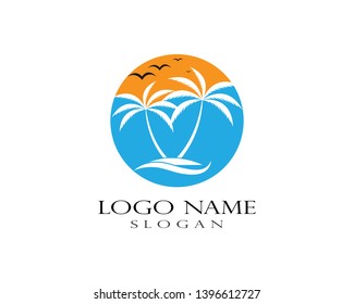 Palm tree summer logo template vector illustration - Vector