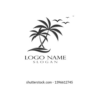 Palm tree summer logo template vector illustration - Vector