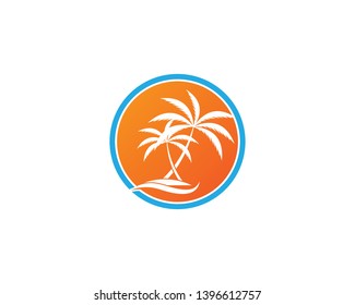 Palm tree summer logo template vector illustration - Vector