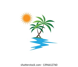 Palm tree summer logo template vector illustration - Vector