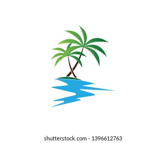 Palm tree summer logo template vector illustration - Vector
