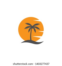Palm tree summer logo template vector illustration