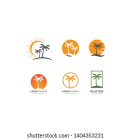 Palm tree summer logo template vector illustration