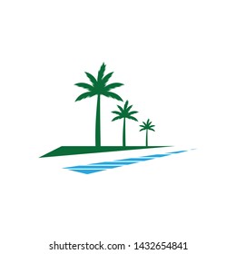 Palm tree summer logo template vector illustration