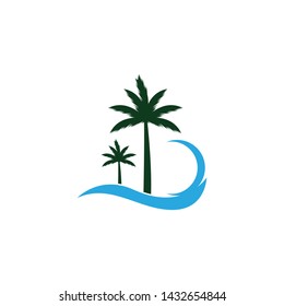 Palm tree summer logo template vector illustration