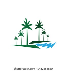 Palm tree summer logo template vector illustration