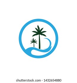 Palm tree summer logo template vector illustration