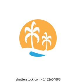 Palm tree summer logo template vector illustration