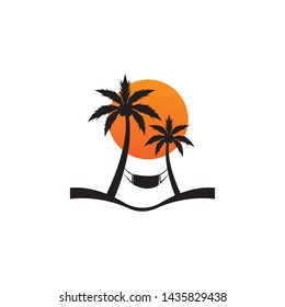 Palm tree summer logo template vector illustration