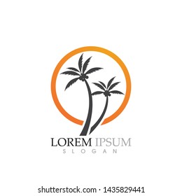 Palm tree summer logo template vector illustration
