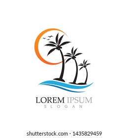 Palm tree summer logo template vector illustration
