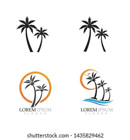 Palm tree summer logo template vector illustration