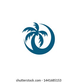 Palm tree summer logo template vector icon illustration