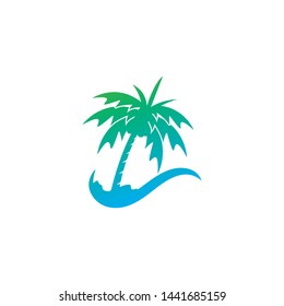 Palm tree summer logo template vector icon illustration
