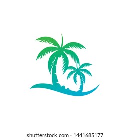 Palm tree summer logo template vector icon illustration