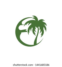 Palm tree summer logo template vector icon illustration