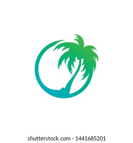 Palm tree summer logo template vector icon illustration