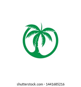 Palm tree summer logo template vector icon illustration