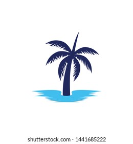 Palm tree summer logo template vector icon illustration