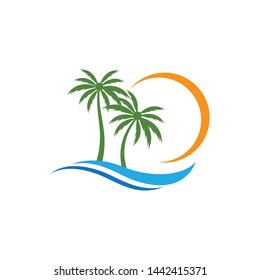 Palm tree summer logo template vector illustration