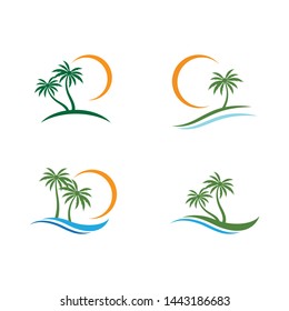 Palm tree summer logo template vector illustration