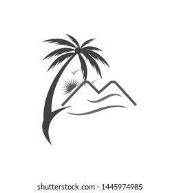 Palm tree summer logo template vector illustration