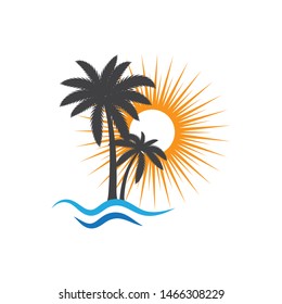 Palm tree summer logo template vector illustration