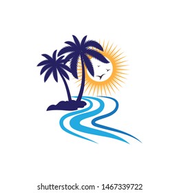 Palm tree summer logo template vector illustration