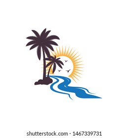 Palm tree summer logo template vector illustration