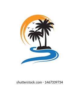Palm tree summer logo template vector illustration