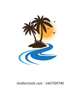 Palm tree summer logo template vector illustration