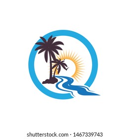 Palm tree summer logo template vector illustration