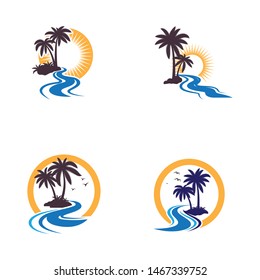 Palm tree summer logo template vector illustration