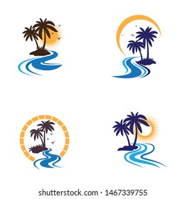 Palm tree summer logo template vector illustration