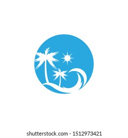 Palm tree summer logo template vector illustration