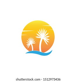 Palm tree summer logo template vector illustration