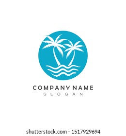 Palm tree summer logo template vector illustration