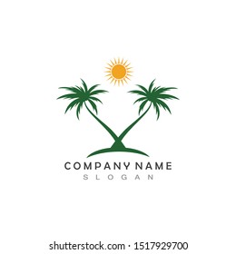 Palm tree summer logo template vector illustration