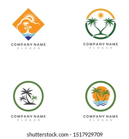 Palm tree summer logo template vector illustration