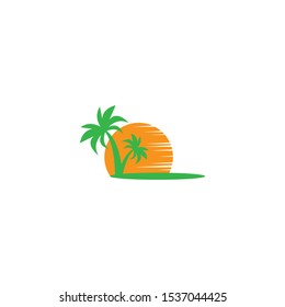 Palm tree summer logo template vector