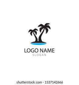 Palm tree summer logo template vector illustration