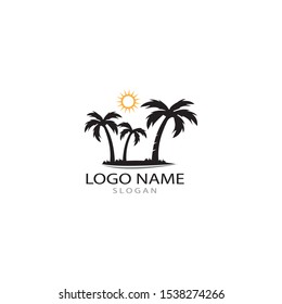 Palm tree summer logo template vector illustration
