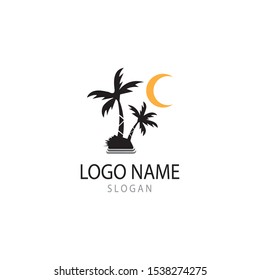 Palm tree summer logo template vector illustration