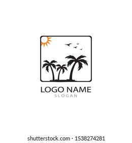 Palm tree summer logo template vector illustration