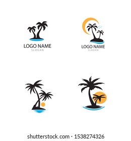 Palm tree summer logo template vector illustration