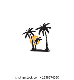 Palm tree summer logo template vector illustration