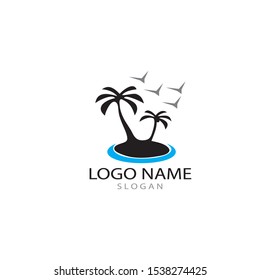 Palm tree summer logo template vector illustration