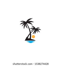 Palm tree summer logo template vector illustration