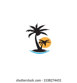 Palm tree summer logo template vector illustration